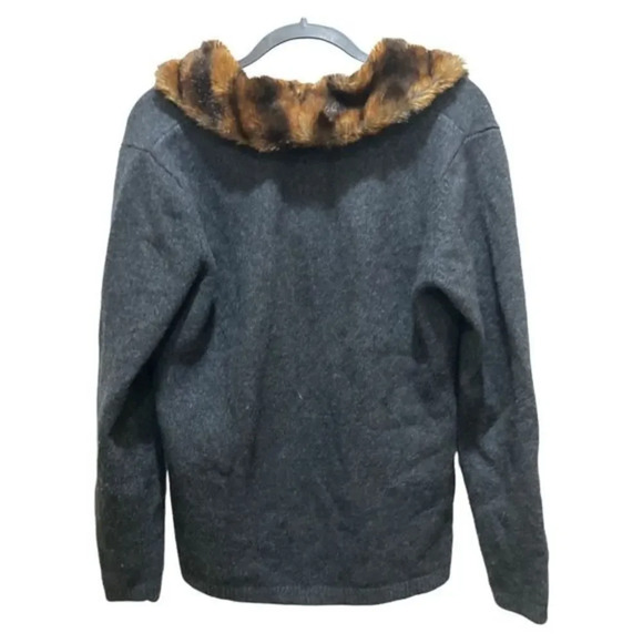 LAUREN RALPH LAUREN Merino Wool Angora Rabbit Fur Cashmere Jacket Size Large - Picture 2 of 6